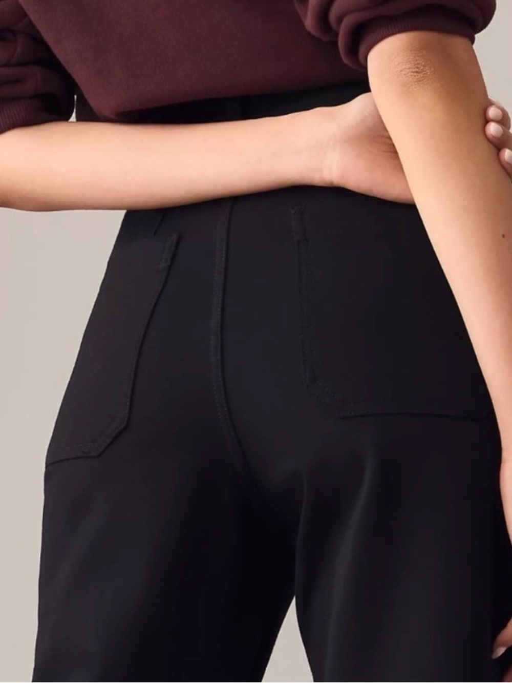Maeve Anthro The Colette Cropped Wide-Leg Trousers Ponte Edition | Black | 29 - Picture 3 of 11